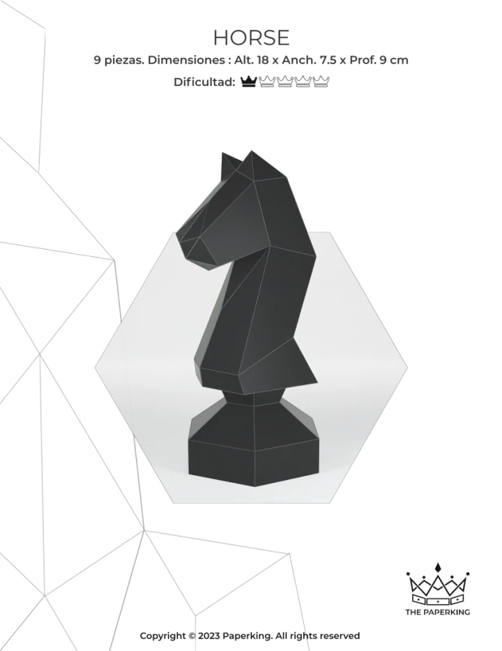 Horse Chess - Chess Knight Papercraft 3D – Pdf Templates | Low Poly Pepakura Models | DIY Decor for Party or Home