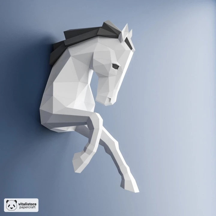 Horse Papercraft, Horse Paper Trophy, Wall Decor, Low Poly Papercraft