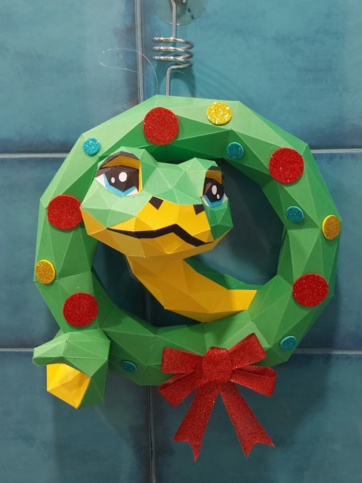 Christmas Snake Wreath Papercraft Template - Low Poly, Pepakura PDF, DIY Handmade, Home Decoration, Creative Gifts Christmas Snake Wreath Papercraft Template - Low Poly, Pepakura PDF, DIY Handmade, Home Decoration, Creative Gifts