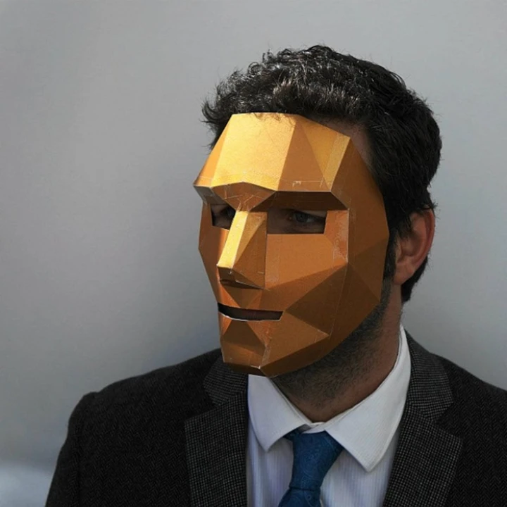 Polygon Human Face Mask, 3D Papercraft Mask Template, Low Poly Paper ...