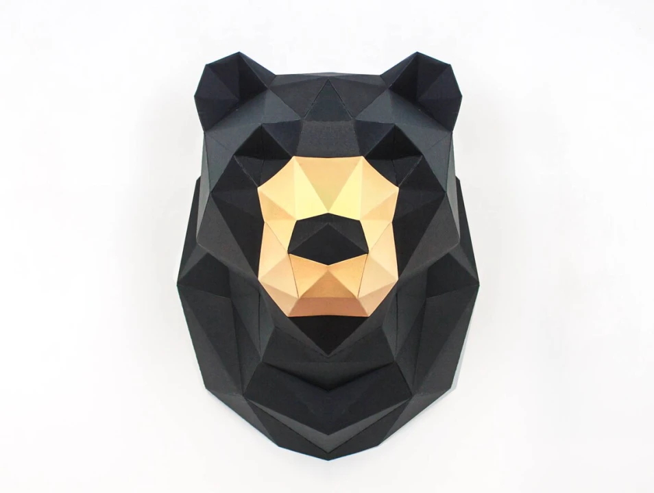 Bear Papercraft, 3D Paper Craft, Bear Sculpture, DIY 3D Wallart, Low Poly Paper Sculpture, Printable Paper Art, Home Decor, DIY Gift