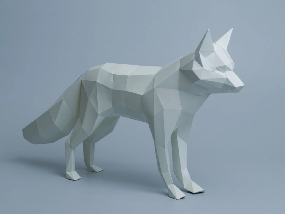 Arctic Fox - Papercraft Pattern - DIY Origami model - Downloadable PDF template