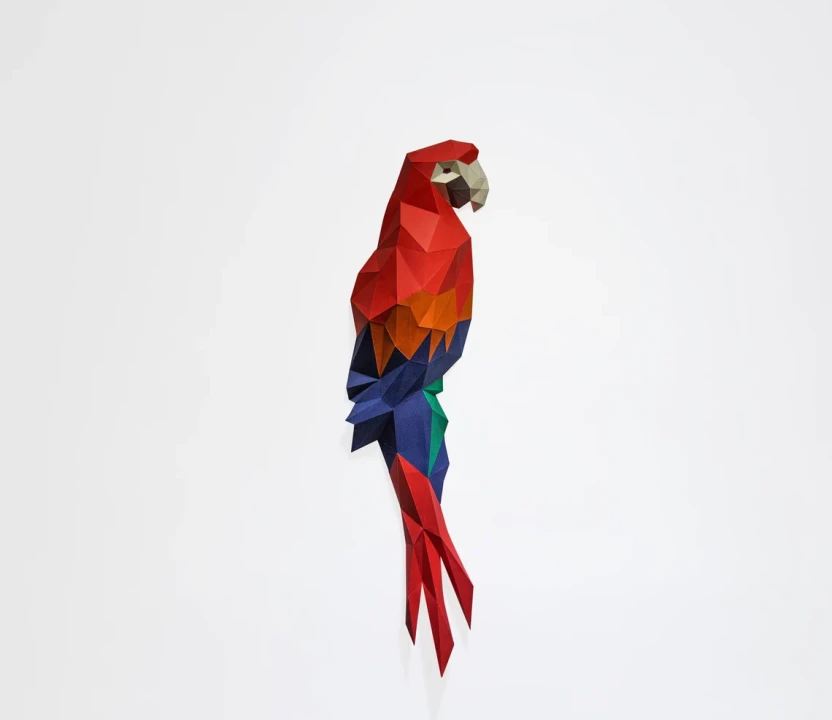 Macaw wall Paper Craft, Digital Template, Origami, PDF Download DIY, Low Poly, Parrot Wall Decor