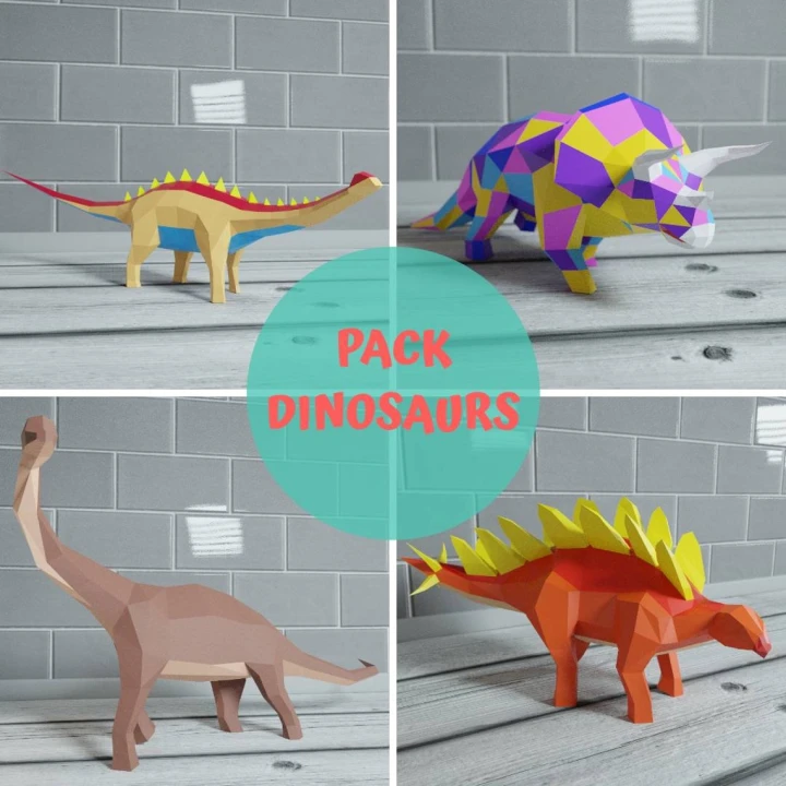 Papercraft Pack dinosaurs, pdo, 3d print 3D Low Poly, Paper sculpture DIY, jurassic park, gift Decor for home and office, pepakura Papercraft Pack dinosaurs, pdo, 3d print 3D Low Poly, Paper sculpture DIY, jurassic park, gift Decor for home and office, pepakura