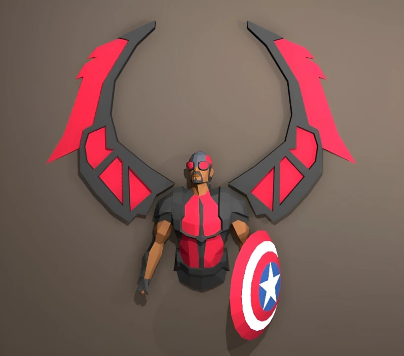 Falcon Papercraft , PDF Template, DIY 3d Model, FanArt, Paper Sculpture, Low Poly, Pepakura Craft, Manualidad Falcon Papercraft , PDF Template, DIY 3d Model, FanArt, Paper Sculpture, Low Poly, Pepakura Craft, Manualidad