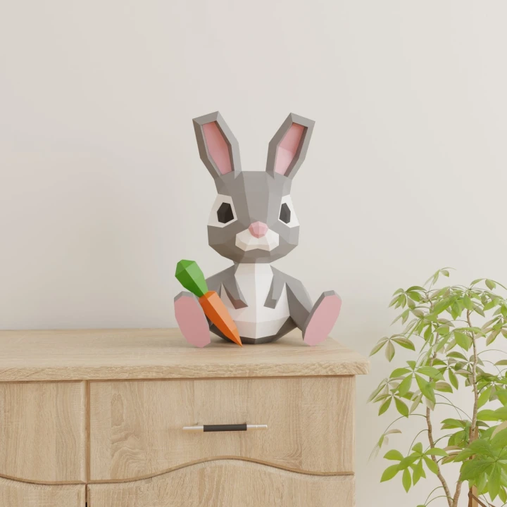 Bunny Papercraft 3D DIY low poly paper crafts Easter rabbit decor model ...