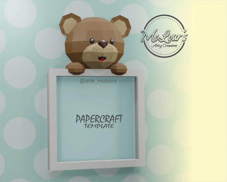 Cute Bear/ Tender Bear/ Template PDF/ Low Poly/ Papercraft Bear/ 3D Bear/ Painting for Child/ Craft/ Origami/ Home decor