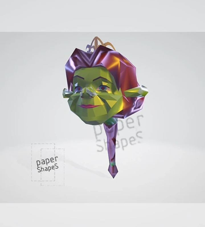 FIONA - Shrek Mask DIY, Lowpoly Papercraft