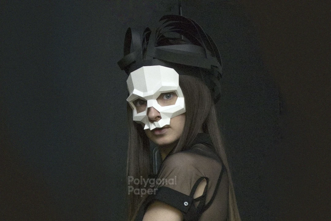 Skull Mask: Digital Files for Papercraft. Printable PDF Template. 3d Origami Low Poly Model DIY.