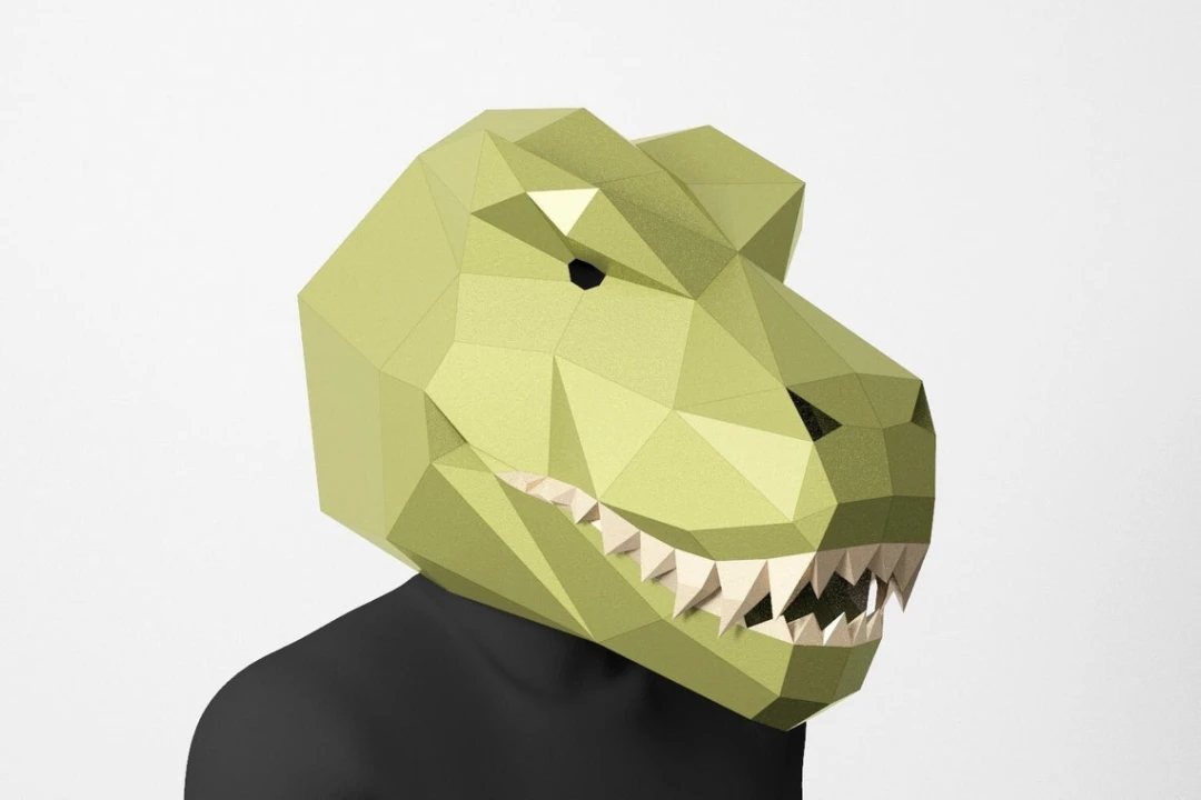 T-Rex Mask, Perfect Tyrannosaurus Mask Design PDF Template, Dinosaur mask, Costume diy, Halloween maske, Polygonal Paper Art