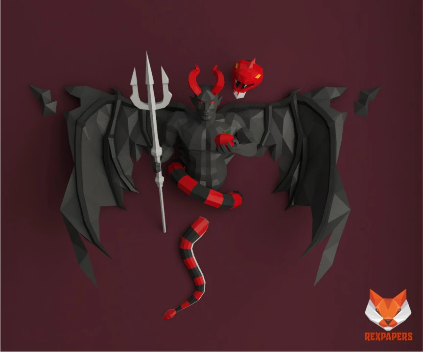 Devil Demon Papercraft, PDF Template, DIY 3d Model, FanArt, Paper Sculpture, Low Poly, Pepakura Craft, Manualidad Devil Demon Papercraft, PDF Template, DIY 3d Model, FanArt, Paper Sculpture, Low Poly, Pepakura Craft, Manualidad