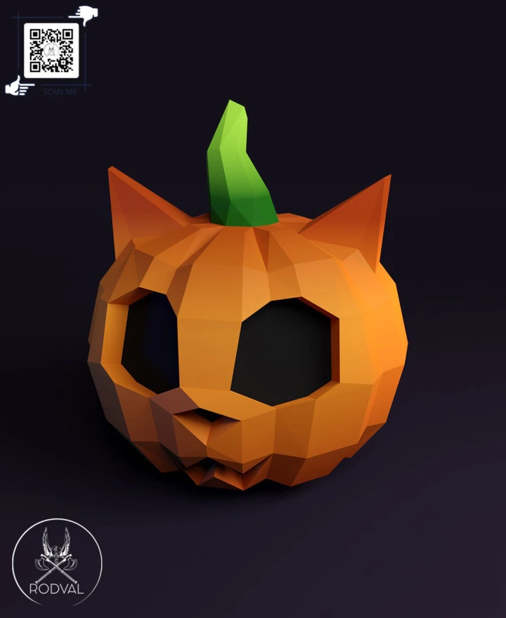 PUMPKIN CAT BOX, Papercraft, Template, DIY, Paper, Low Poly, Holiday, 3D Model, Pdf Low Poply, October, Carnival, Halloween PUMPKIN CAT BOX, Papercraft, Template, DIY, Paper, Low Poly, Holiday, 3D Model, Pdf Low Poply, October, Carnival, Halloween