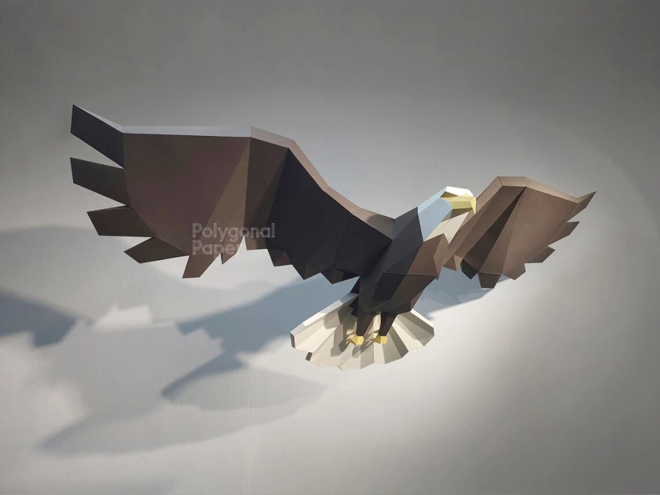 Eagle: Digital Files for Papercraft. Printable PDF Template. 3d Origami Low Poly Model DIY.