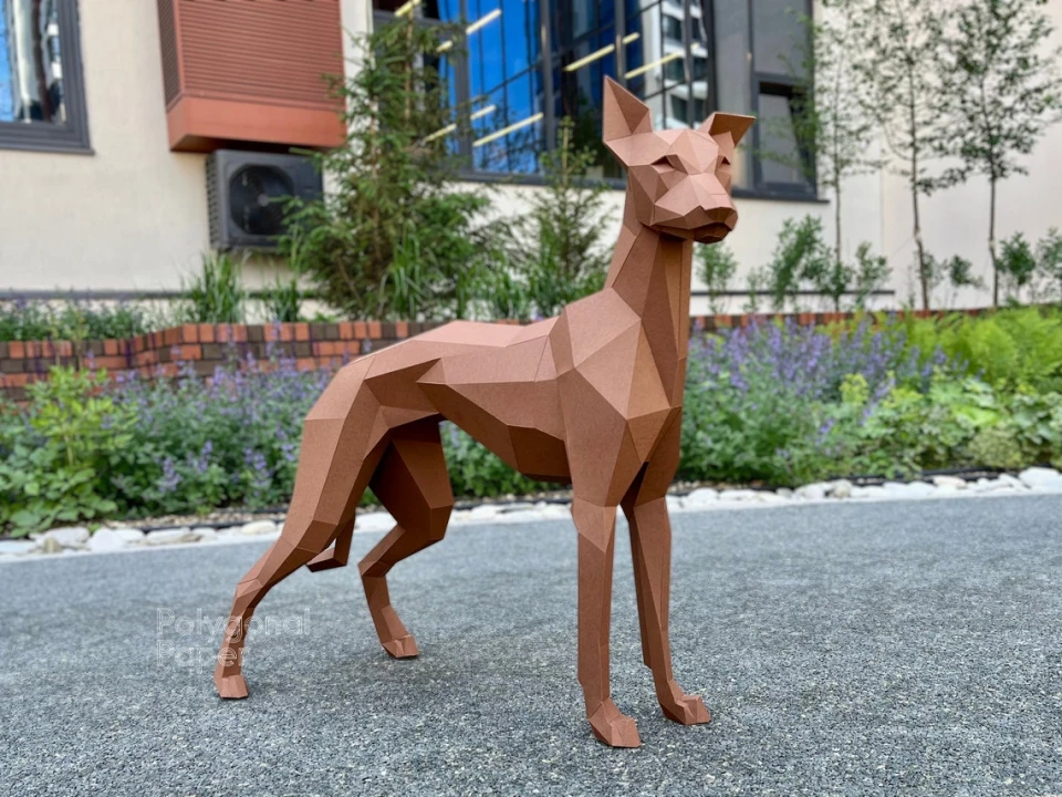 Whippet: Digital Files for Papercraft. Printable PDF Template, SVG Drawings for Plotter. 3d Origami Low Poly Model DIY