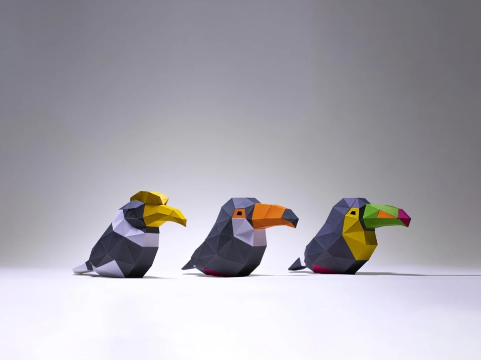 Toucan, Hornbill, Minimal Birds, Make your own Bird 3D Papercraft, diy gift paper model, 3d Origami Bird decor Toucan, Hornbill, Minimal Birds, Make your own Bird 3D Papercraft, diy gift paper model, 3d Origami Bird decor
