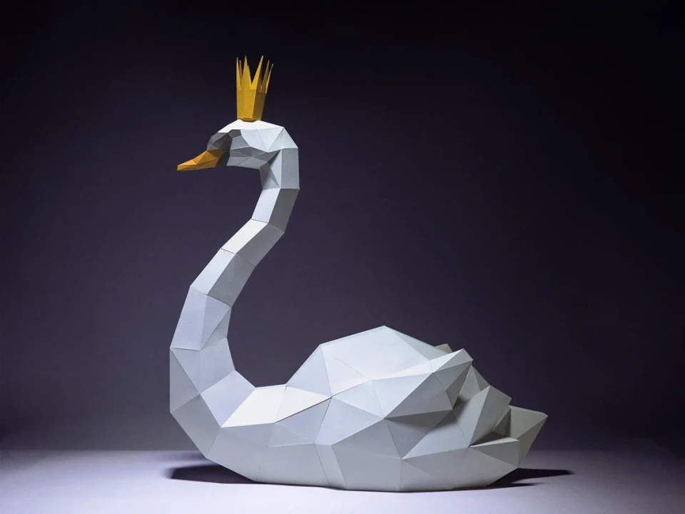 Swan Paper Craft, Digital Template, Origami, PDF Download DIY, Low Poly, Trophy, Sculpture, Model Swan Paper Craft, Digital Template, Origami, PDF Download DIY, Low Poly, Trophy, Sculpture, Model