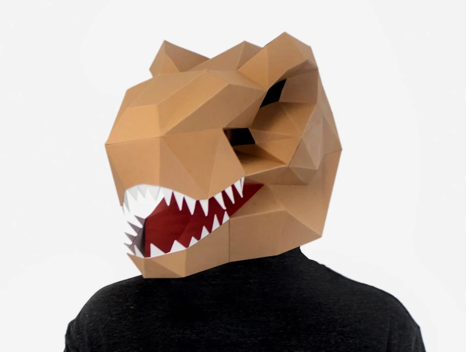 Dinosaur Mask, Halloween Mask, 3D Paper Craft Template, T-Rex Mask, Tyrannosaurus Rex, Printable Paper Mask, Instant Pdf Download, Low Poly