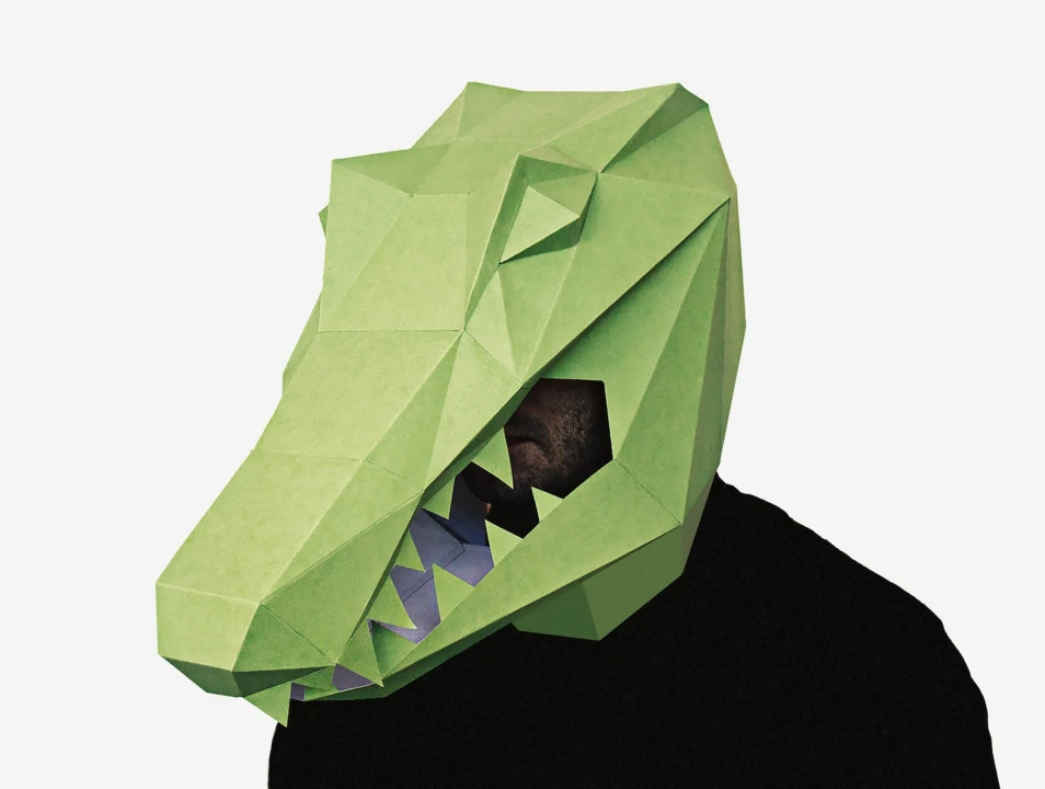 DIY Alligator Mask, Crocodile Mask Template, Paper Craft, Printable Animal Mask, Instant Pdf Download, 3D Low Poly Mask, Origami Mask