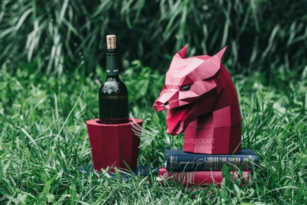 Dragon Wine Box Low Poly Papercraft, Paper Sculpture, Low Poly PDF Template, DIY Decor & Gift