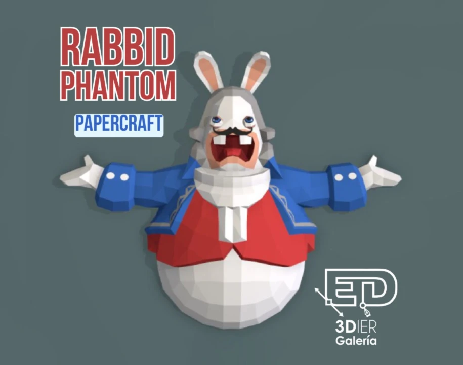 Rabbid Phantom Opera Papercraft Templates, Paper Art and Craft for Home Decor, DIY, 3DIER, PDF Patterns, Papercraft Templates, Low Poly