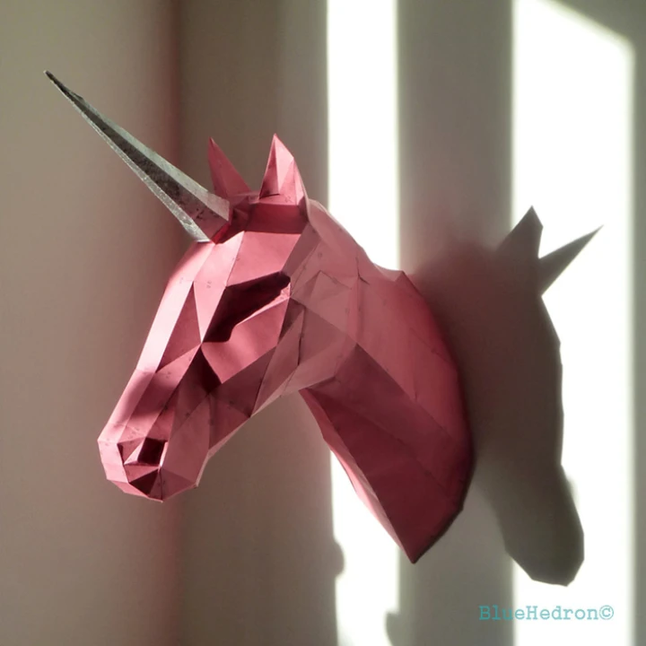 Unicorn Head 3D Wall Decor Low poly Papercraft, DIY, PDF Unicorn Head 3D Wall Decor Low poly Papercraft, DIY, PDF