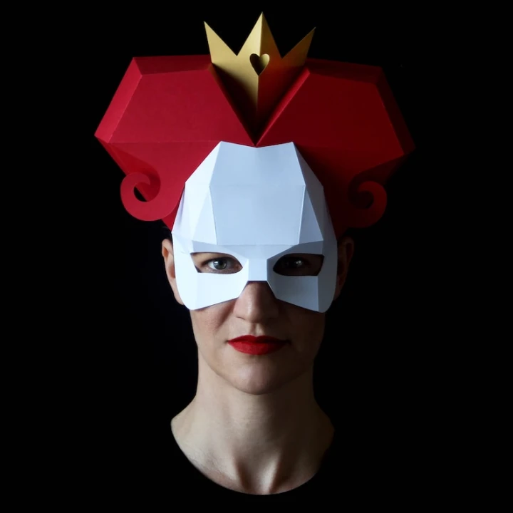 QUEEN of Hearts Mask - Make your own paper mask with this instant download template