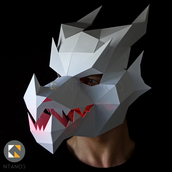 DRAGON Mask - Make your own 3D dragon mask with this template