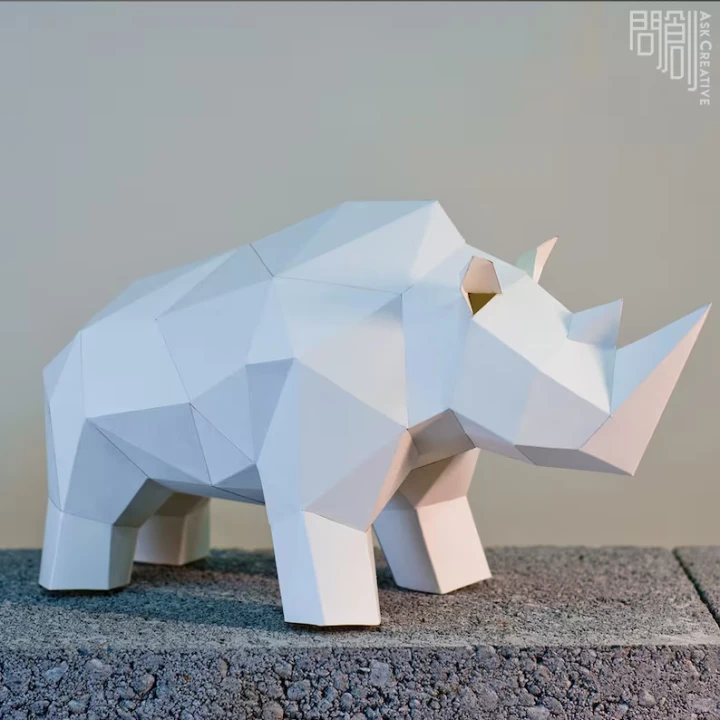 Rhino paper model ,Papercraft , DIY , Low poly , PDF Papercraft , Rhino Model , Rhino low poly , Rhino