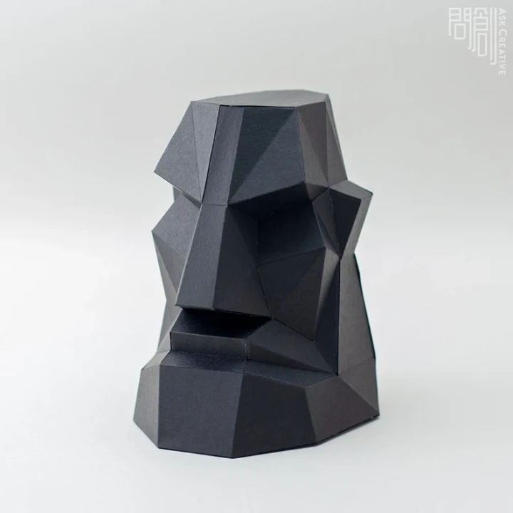 Salty Moai , Papercraft, DIY, Low poly, Sculpture, PDF Papercraft , Moai ,Statue low poly , dum dum , Easter Island , Salty face