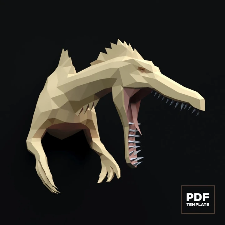 Spinosaurus Dinosaur Papercraft Low Poly Decoration, PDF Template, DIY Paper 3D CumulusCraft