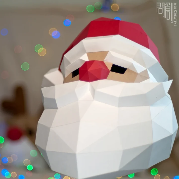 Santa Claus mask, Papercraft, DIY, Low poly, Mask, PDF Papercraft ...