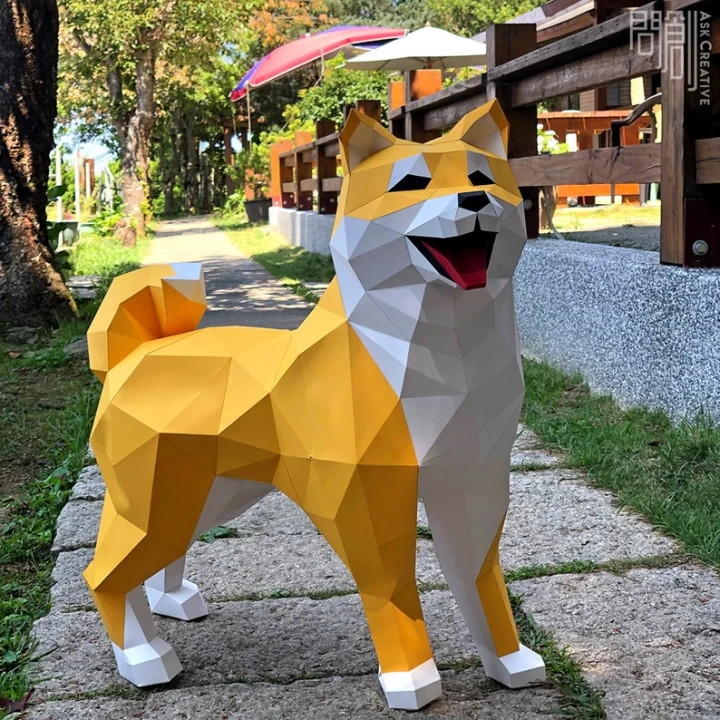 Real size Shiba paper model ,Papercraft , DIY , Low poly , PDF ...