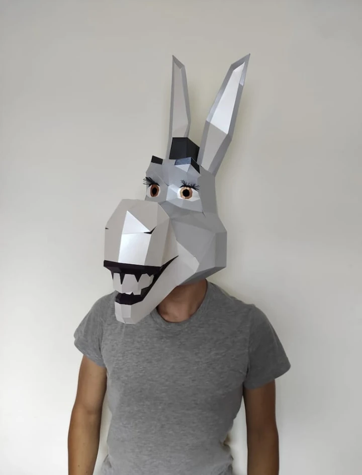 DONKEY - Shrek Mask DIY, Lowpoly Papercraft