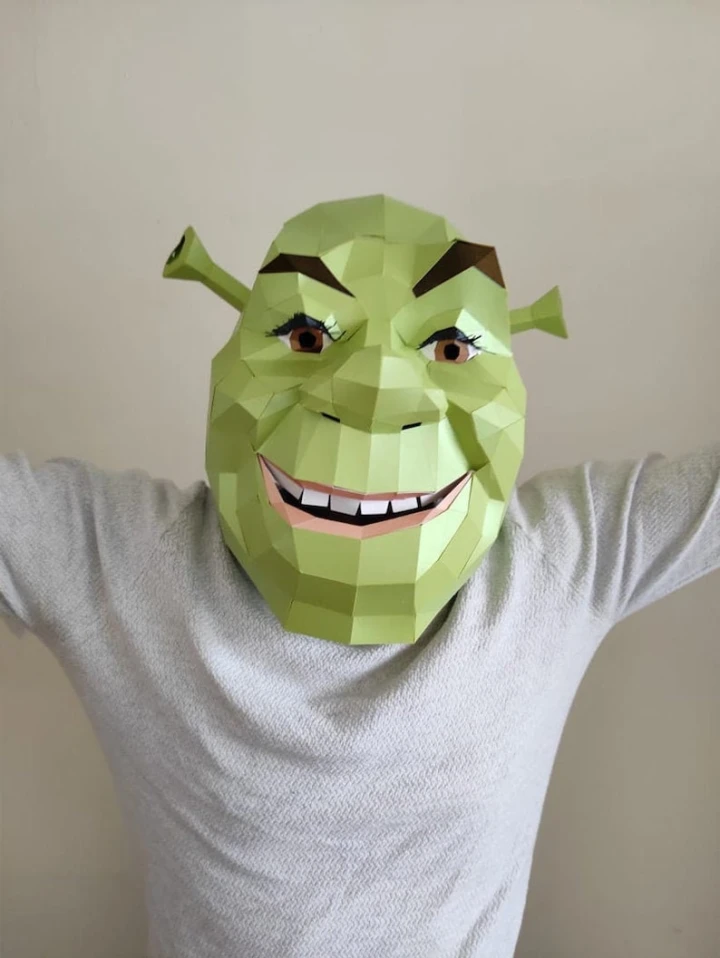 SHREK Mask DIY, Lowpoly Papercraft