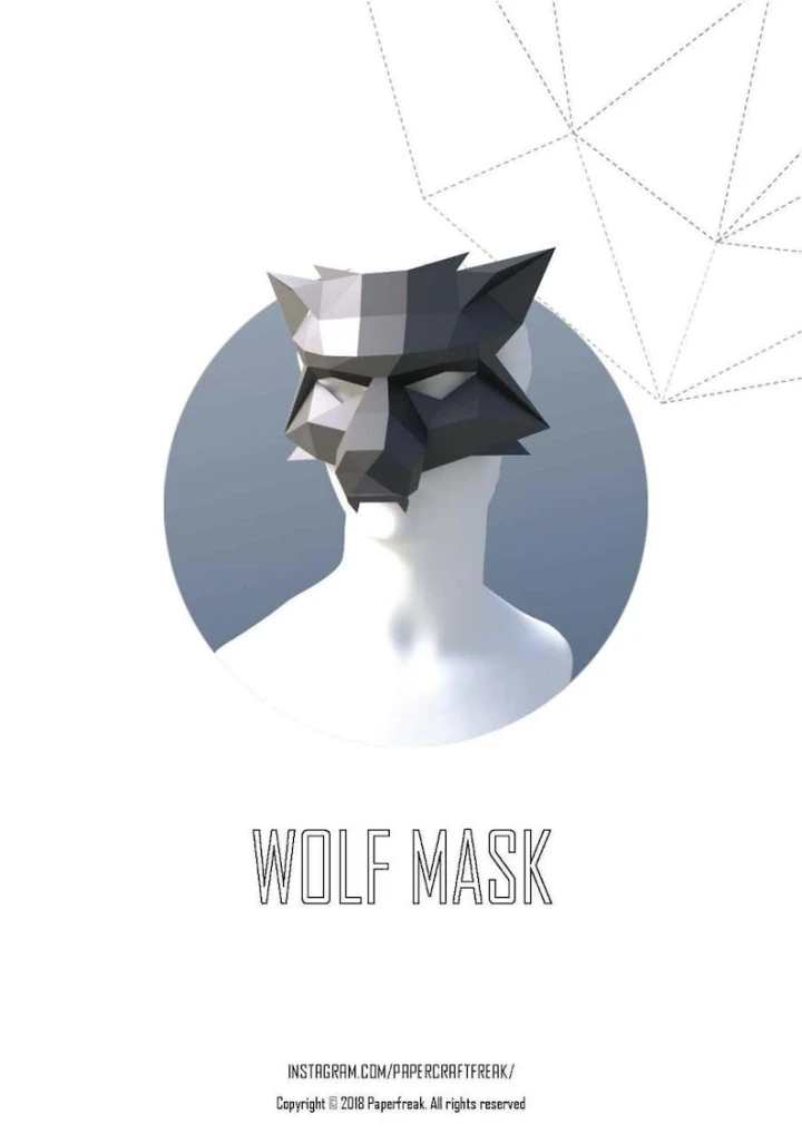 Papercraft 3D WHITE WOLF half MASK halloween pepakura kinky party Low Poly Paper face cover Diy gift carnival pattern template polygona Papercraft 3D WHITE WOLF half MASK halloween pepakura kinky party Low Poly Paper face cover Diy gift carnival pattern template polygona