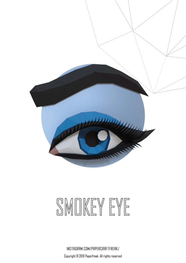 Papercraft 3D MAKEUP SMOKEY EYE pepakura Low polygonal Paper Sculpture DiY gift Decor for beauty salon nursery home office art pdf template Papercraft 3D MAKEUP SMOKEY EYE pepakura Low polygonal Paper Sculpture DiY gift Decor for beauty salon nursery home office art pdf template