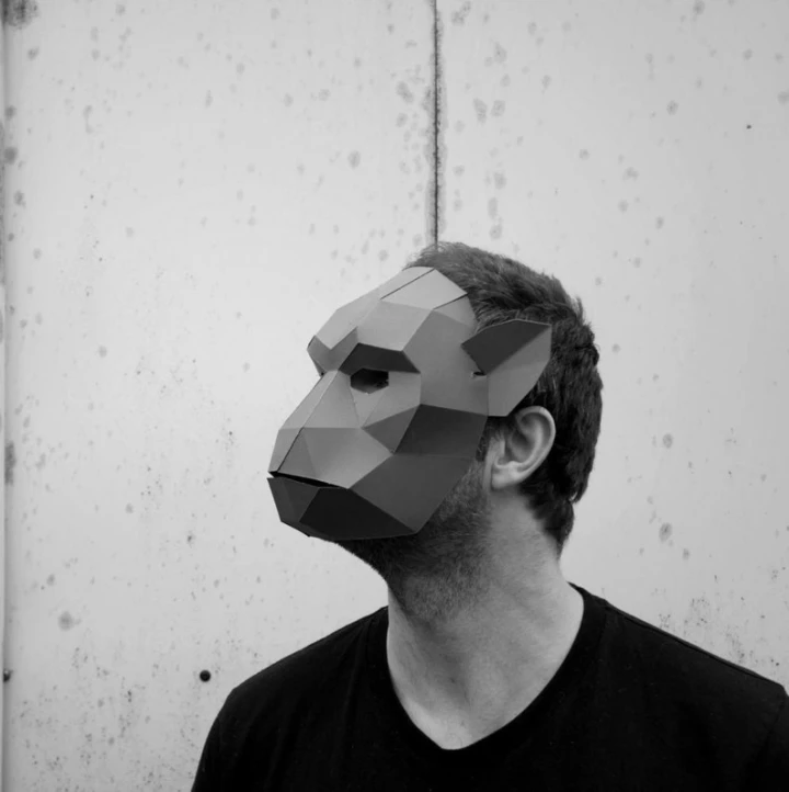 3D Papercraft Monkey Mask Template, Low Poly Paper Mask, Unique ...