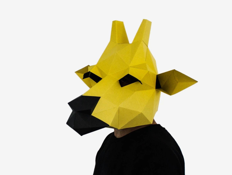 DIY Giraffe Mask, 3D Paper Craft Template, Halloween Mask, Printable Paper Mask, Instant Pdf Download, Low Poly Mask, Origami Giraffe