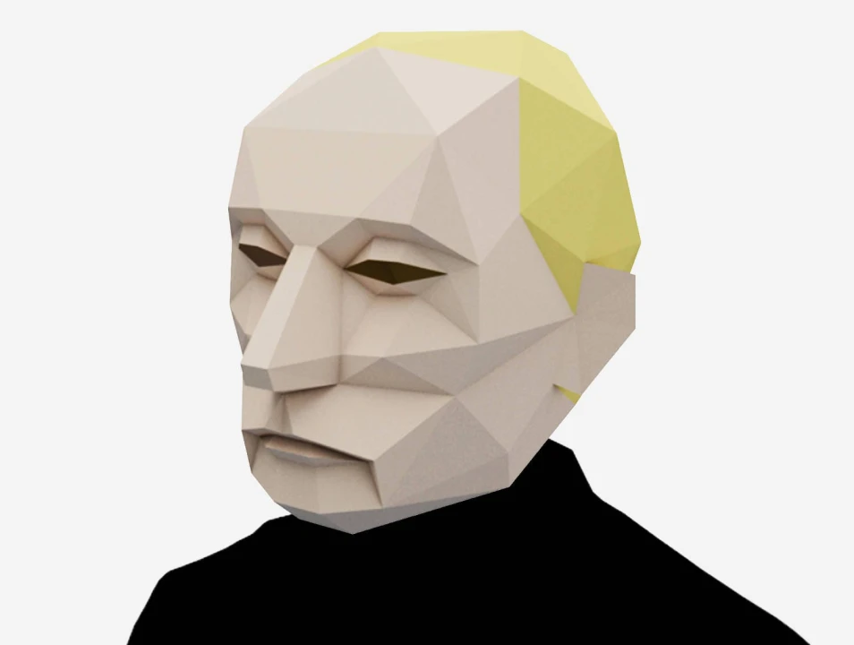 DIY Vladimir Putin Mask, 3D Paper Craft Template, Halloween Mask, Printable Low Poly Paper Mask, Instant Pdf Download, Politician Mask