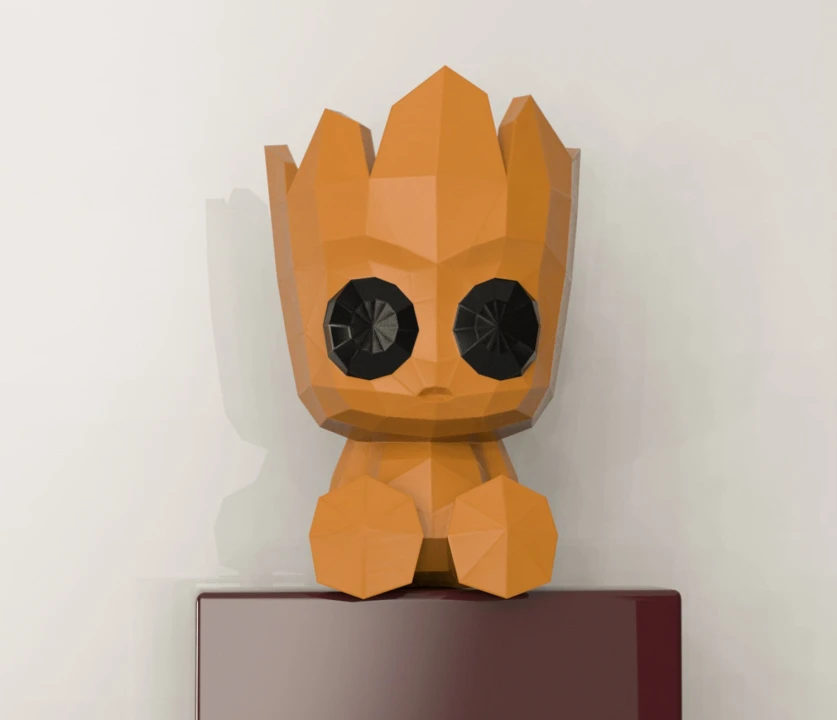 Baby Groot Papercraft, Lowpoly, Low poly Papercraft