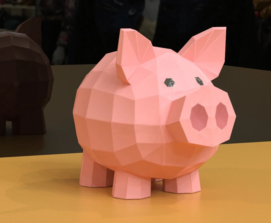 Piggy Bank Papercraft, Lowpoly, Low poly Papercraft