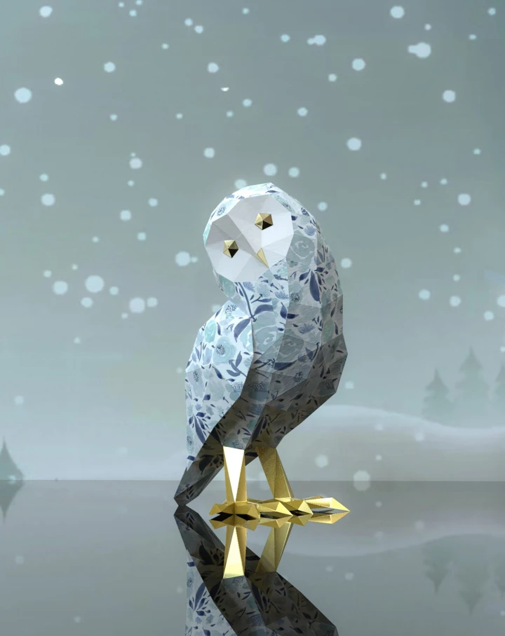 Owl Papercraft, Lowpoly, Low poly Papercraft