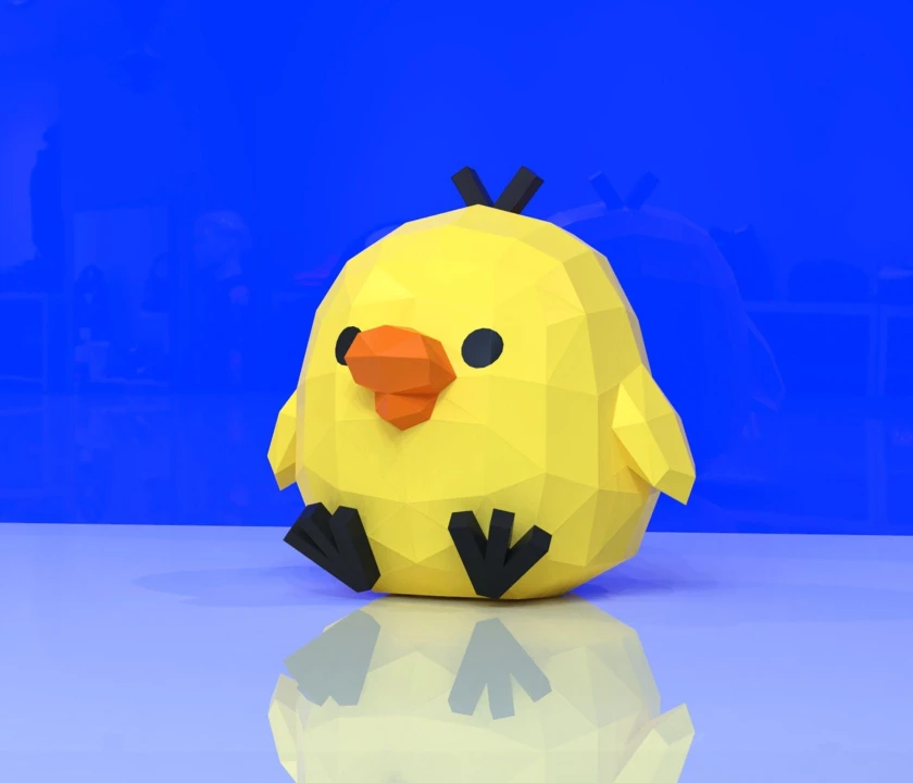 Kiiroitori Bird Papercraft, Lowpoly, Low poly Papercraft