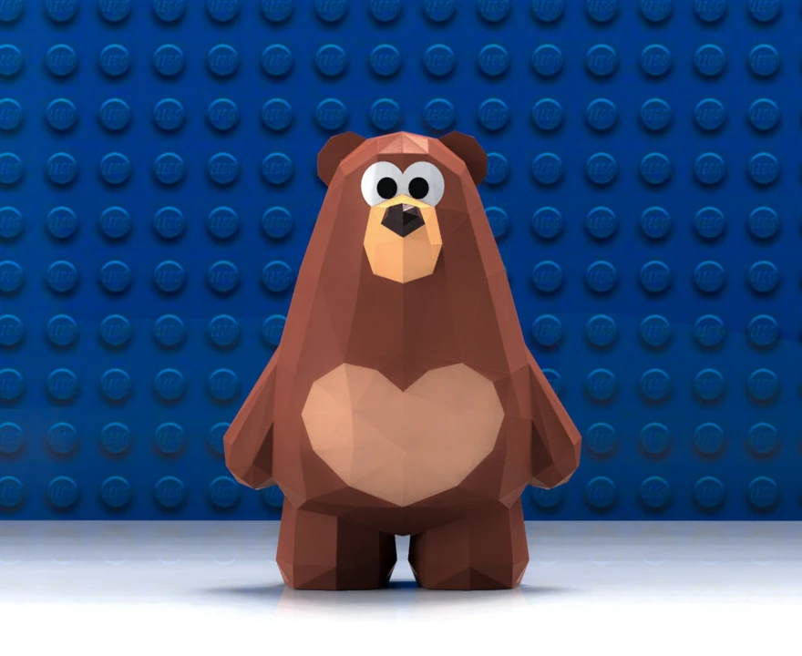 Bear Papercraft, Lowpoly, Low poly Papercraft