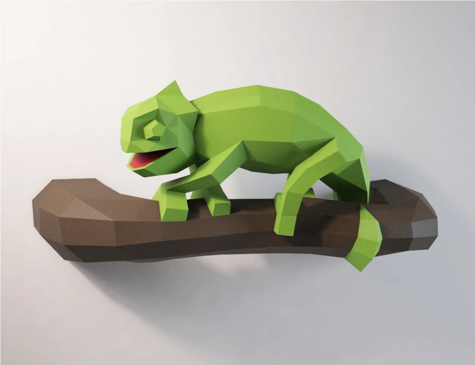 Chameleon papercraft DIY PDF wall decor