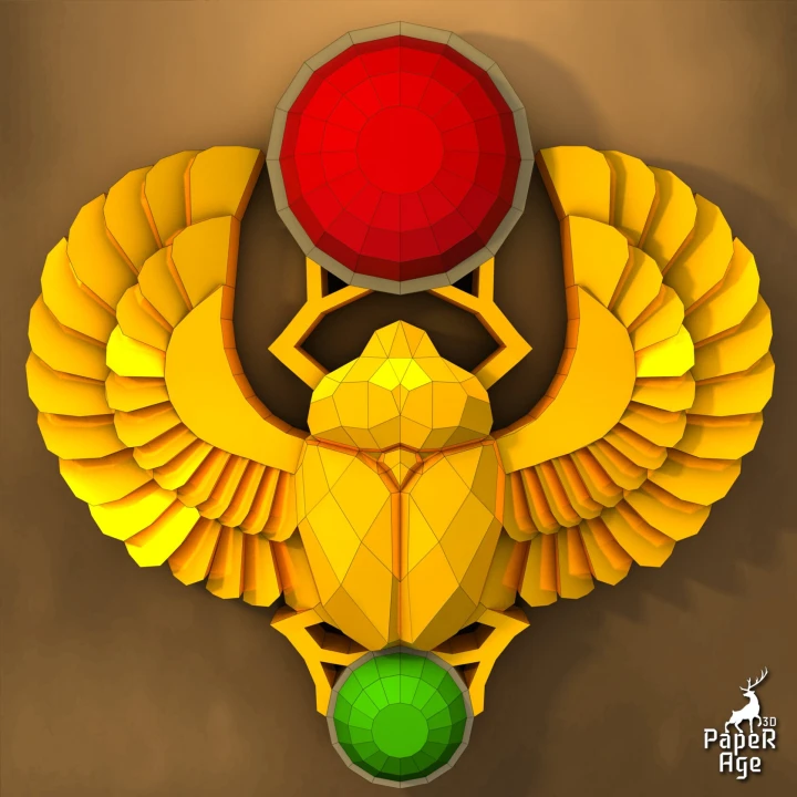 Scarab, Egyptian scarab, Скарабей, Papercraft, Pepakura, Lowpoly, Low Polygon, 3D Papercraft, handmade, Paper Sculptures, DIY origami