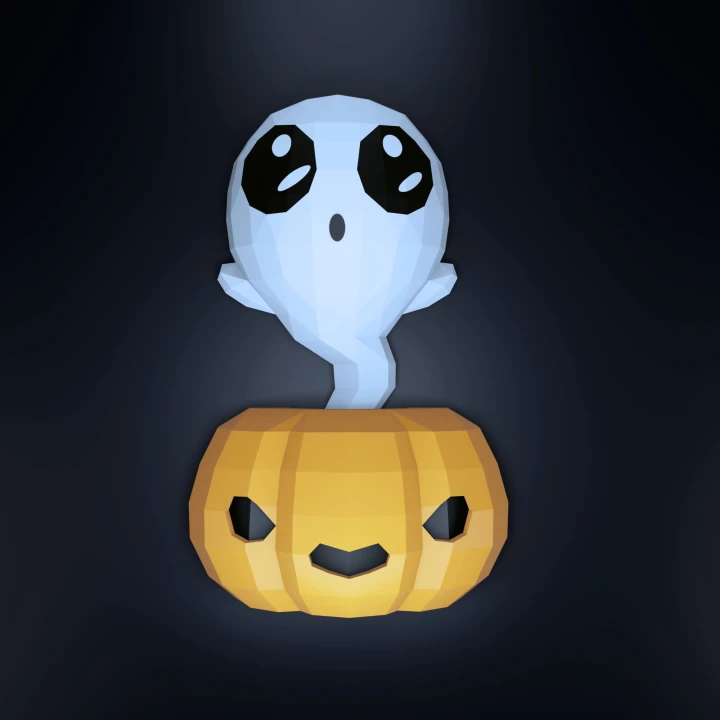 Papercraft Ghost in pumpkin / Fantasma en Calabaza, Halloween DIY KIT Template,, Decoration, Low Poly, origami, Pepakura Day of the dead Papercraft Ghost in pumpkin / Fantasma en Calabaza, Halloween DIY KIT Template,, Decoration, Low Poly, origami, Pepakura Day of the dead