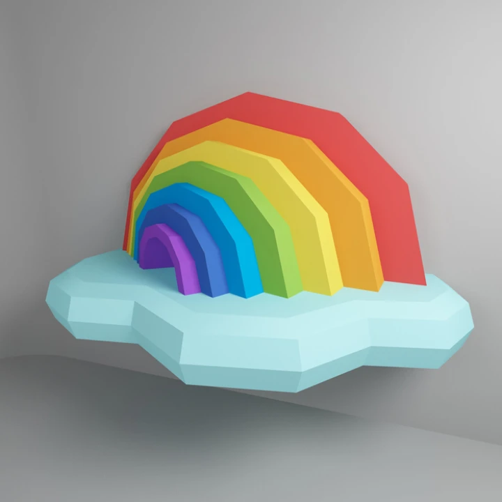 Rainbow 3D Wall Decor Low poly Papercraft, DIY, PDF Rainbow 3D Wall Decor Low poly Papercraft, DIY, PDF