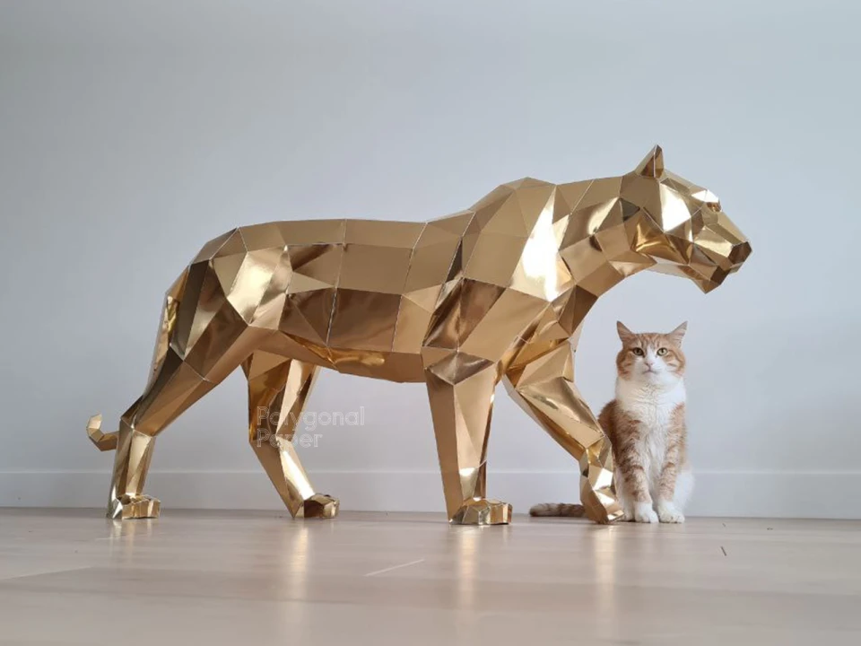 Tiger: Digital Files for Papercraft. Printable PDF Template. 3d Origami Low Poly Model DIY.