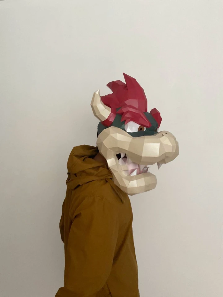 BOWSER KOOPA Mask DIY, Lowpoly Papercraft BOWSER KOOPA Mask DIY, Lowpoly Papercraft